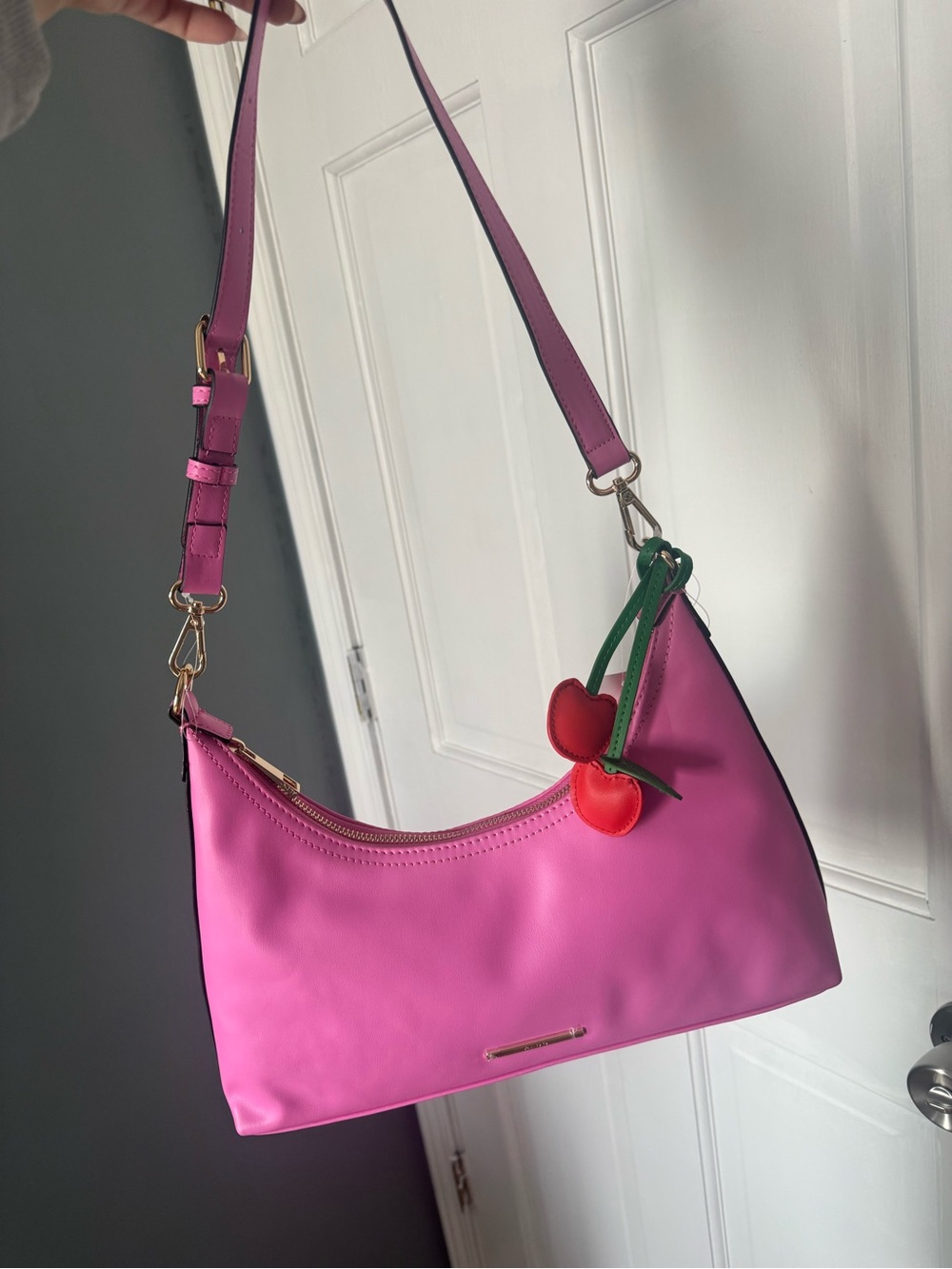 Aldo Pink Shoulder Bag with Cherry Charm - Picture 2 of 4
